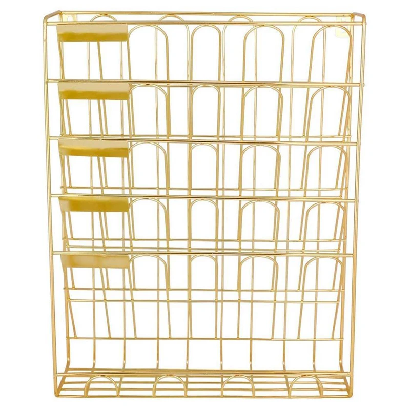 European Simple Gold Iron Bookshelf Desktop Books Magazine Storage Rack Creative Storage Rack Folder