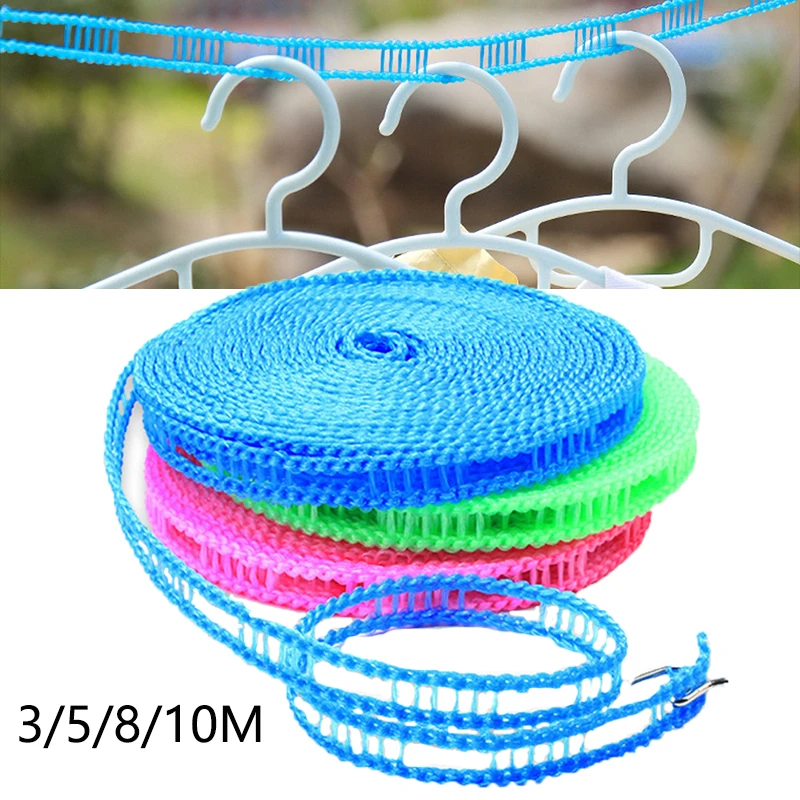 Clothing drying rope clothes drying line 5/8/10M portable anti-skid windproof fence-type for outdoor travel