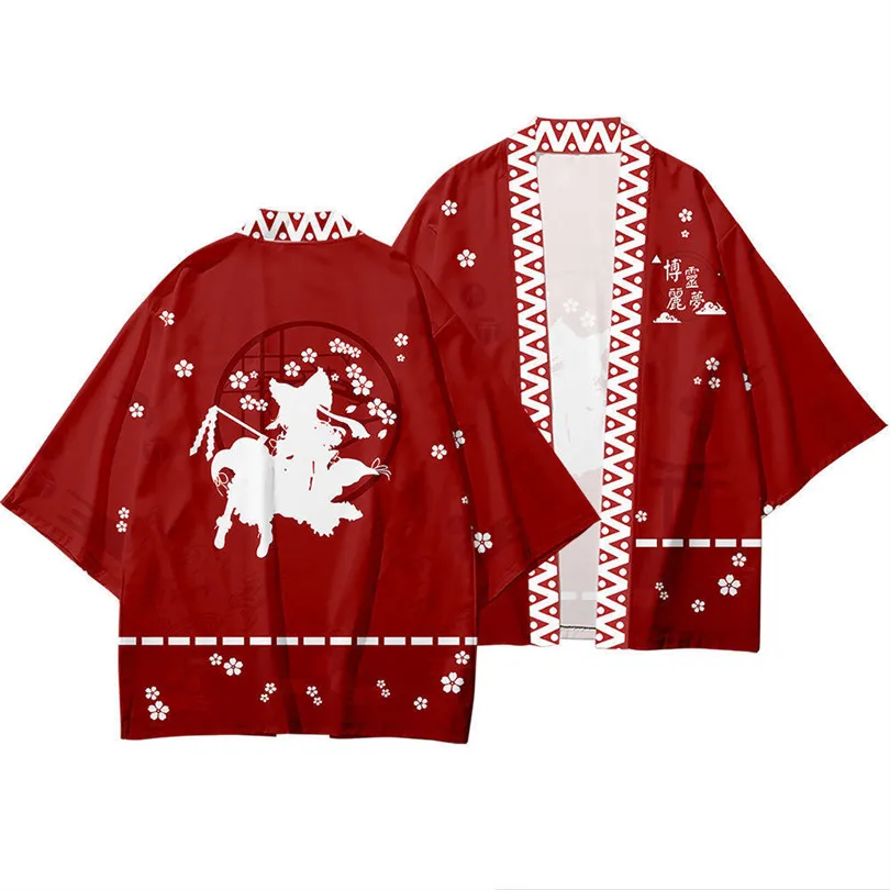 TouHou Project Anime Print Traditional Kimono Men Women Cosplay Cardigan Yukata Shirt Japanese Samurai Haori Large Size