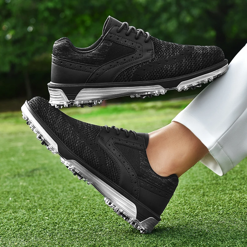 LiXingMing Golf Shoes Men Gray Large Size To 48# Breathable Cleats Golf Sport Shoes Teenager Training Golf Coach Sneakers 6