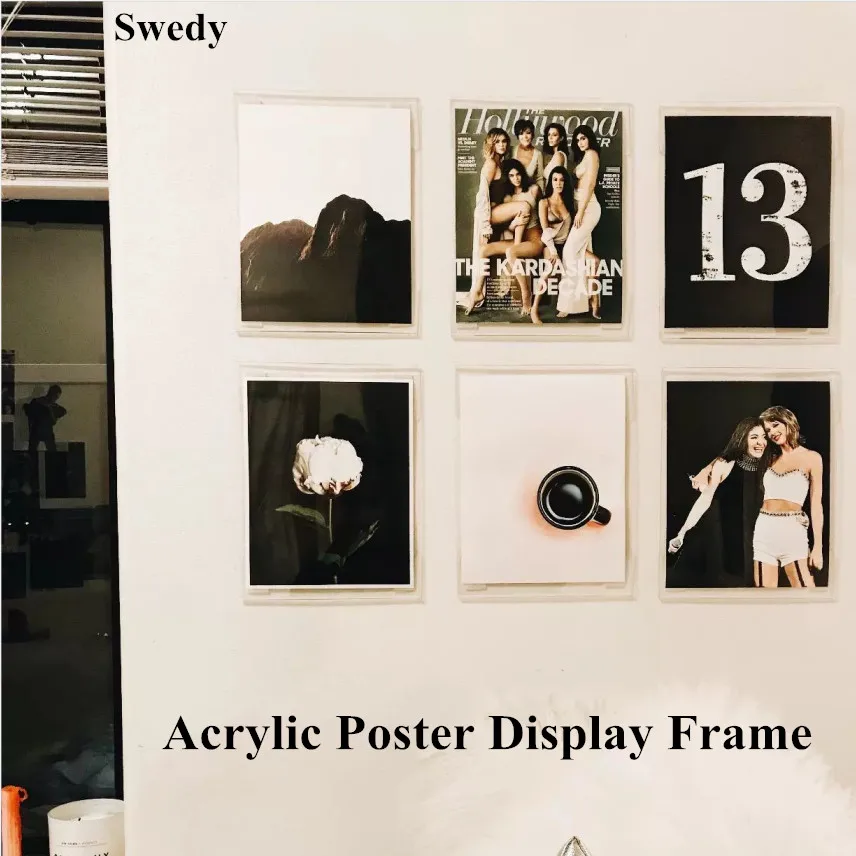 A4 Wall Mount Adhesive Acrylic Sign Holder Menu Paper Ad Frame Display Stand 8.5" X 11" Restaurant Price Listing Poster Frame