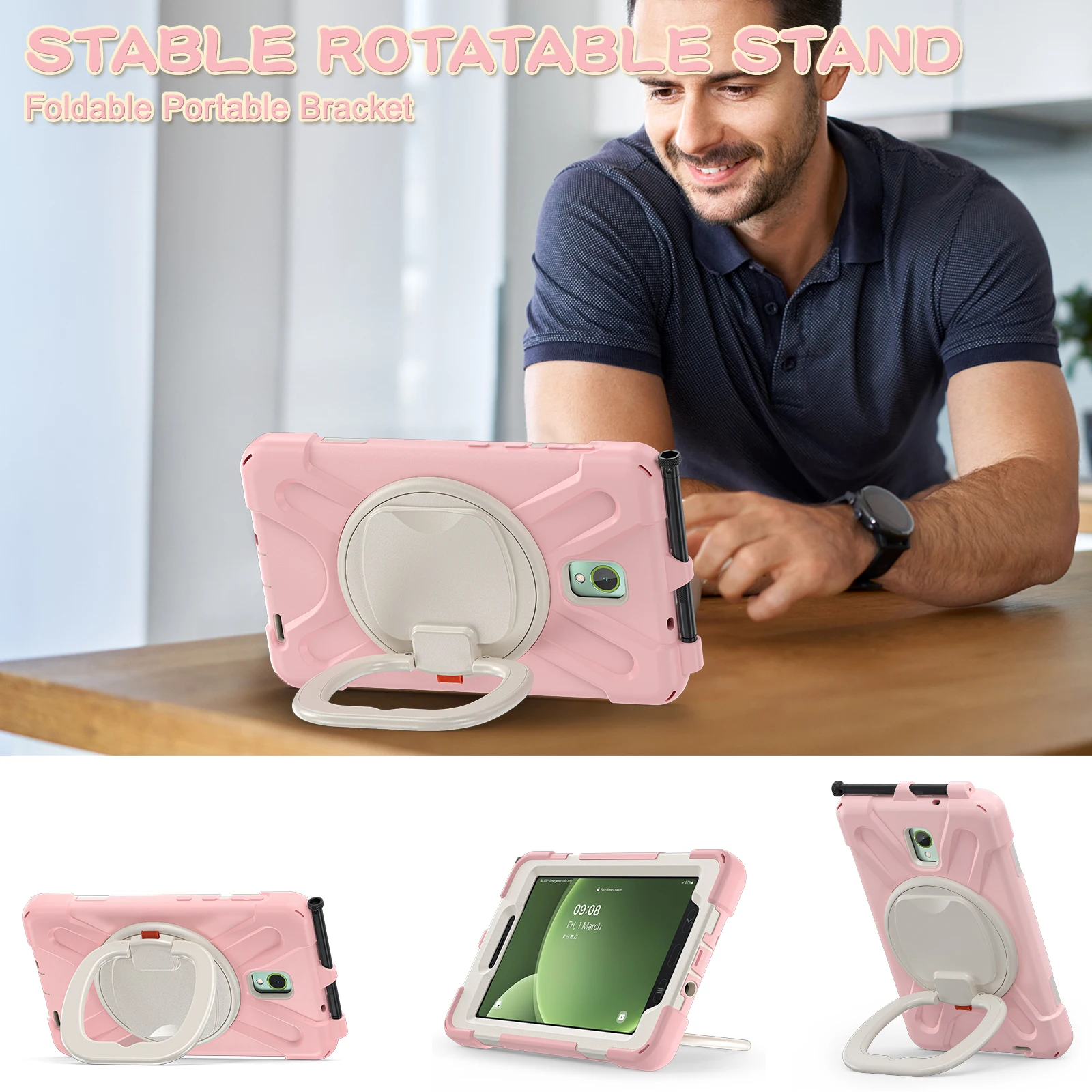 Rugged Heavy-Duty Protective Case with 360° Rotatable Handle