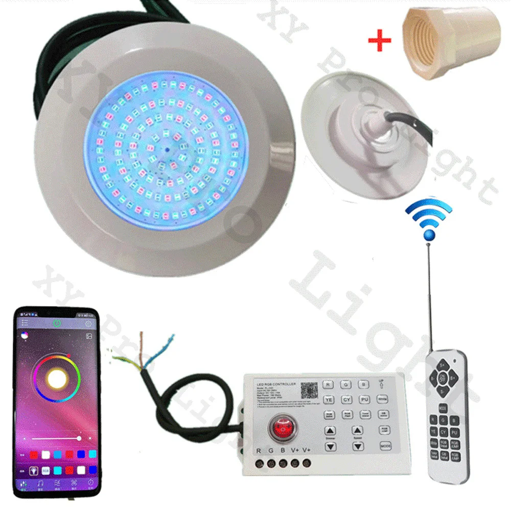 RGB LED Pool Light 12W Bluetooth APP Control DC12V Outdoor/Indoor Underwater Light Fountain Landscape Lamp Piscina Luz Spotlight ultra narrow 2 7mm ws2812 led strip individually addressable smart rgb colorful pixel light 160leds m ip30 white pcb dc5v dc12v