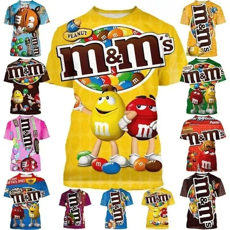 Snack M & M'S Chocolate Beans New Fashion Graphic T-Shirt Funny Streetwear Kids T-Shirt M & M T Shirt For Men Clothes Candy Tops