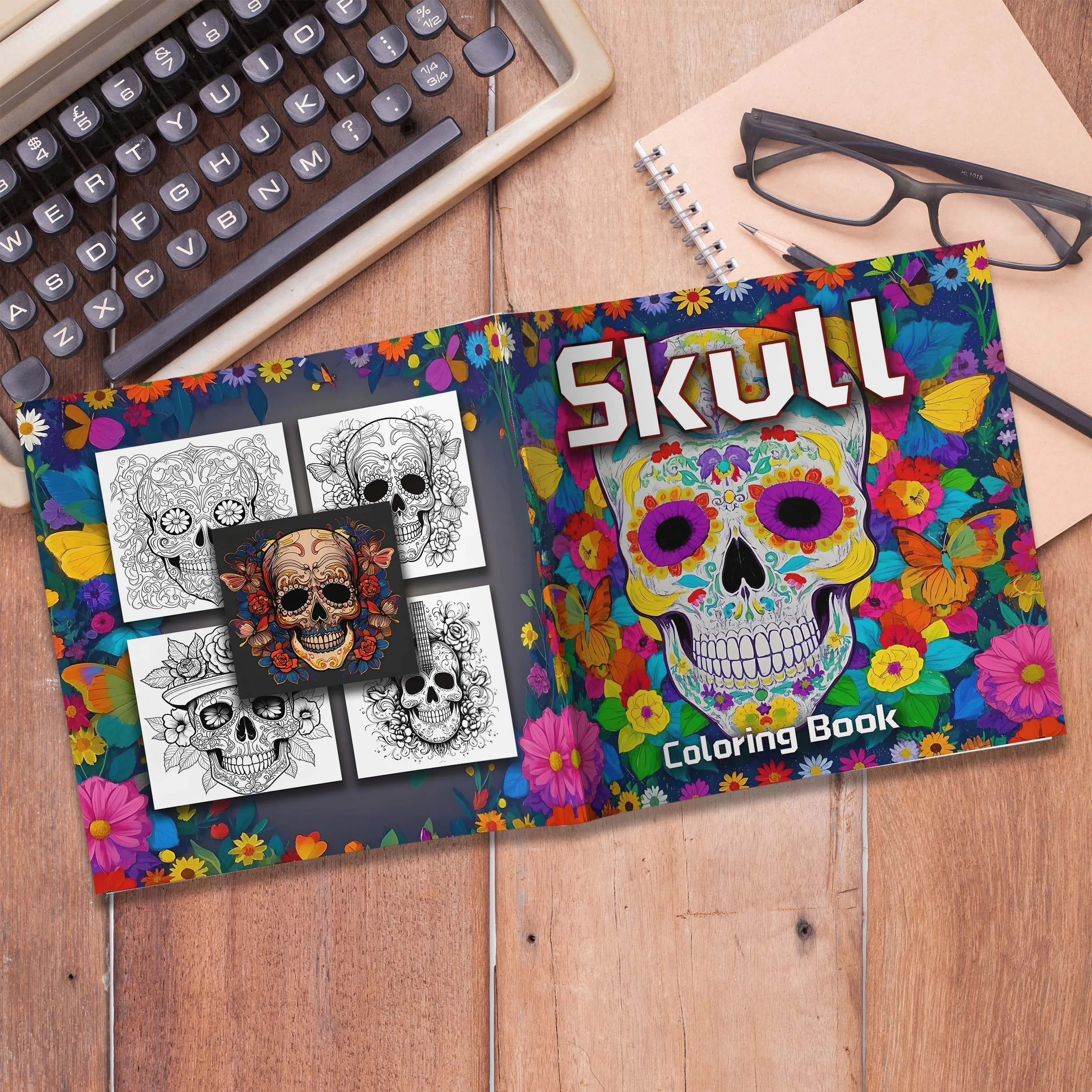 1pc Teen Graffiti Painting Drawing Skull Coloring Book, 24 Different Patterns, Stress Relief for Adults Birthday Gifts 3