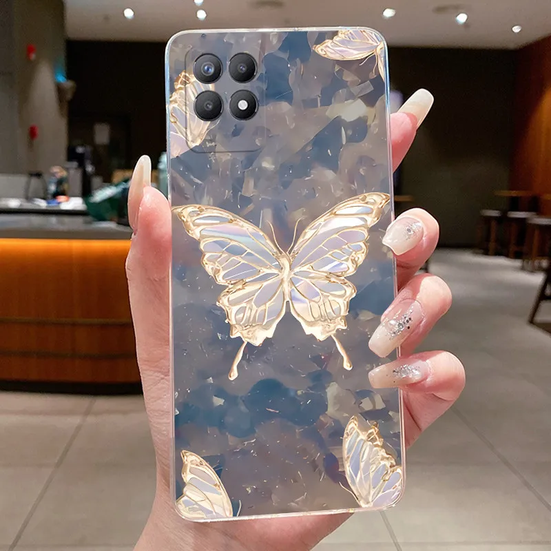 Luxury Fashion Butterfly Flowers Clear Soft TPU Phone Case Cover