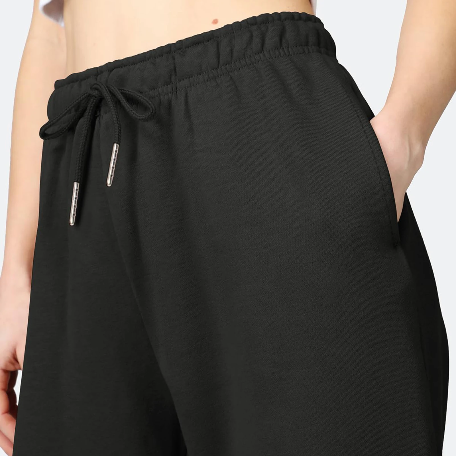 Women s Causal Trouser Drawstring High Waist Jogger Pants Baggy Straight Wide Leg Sweatpants with Pockets 4