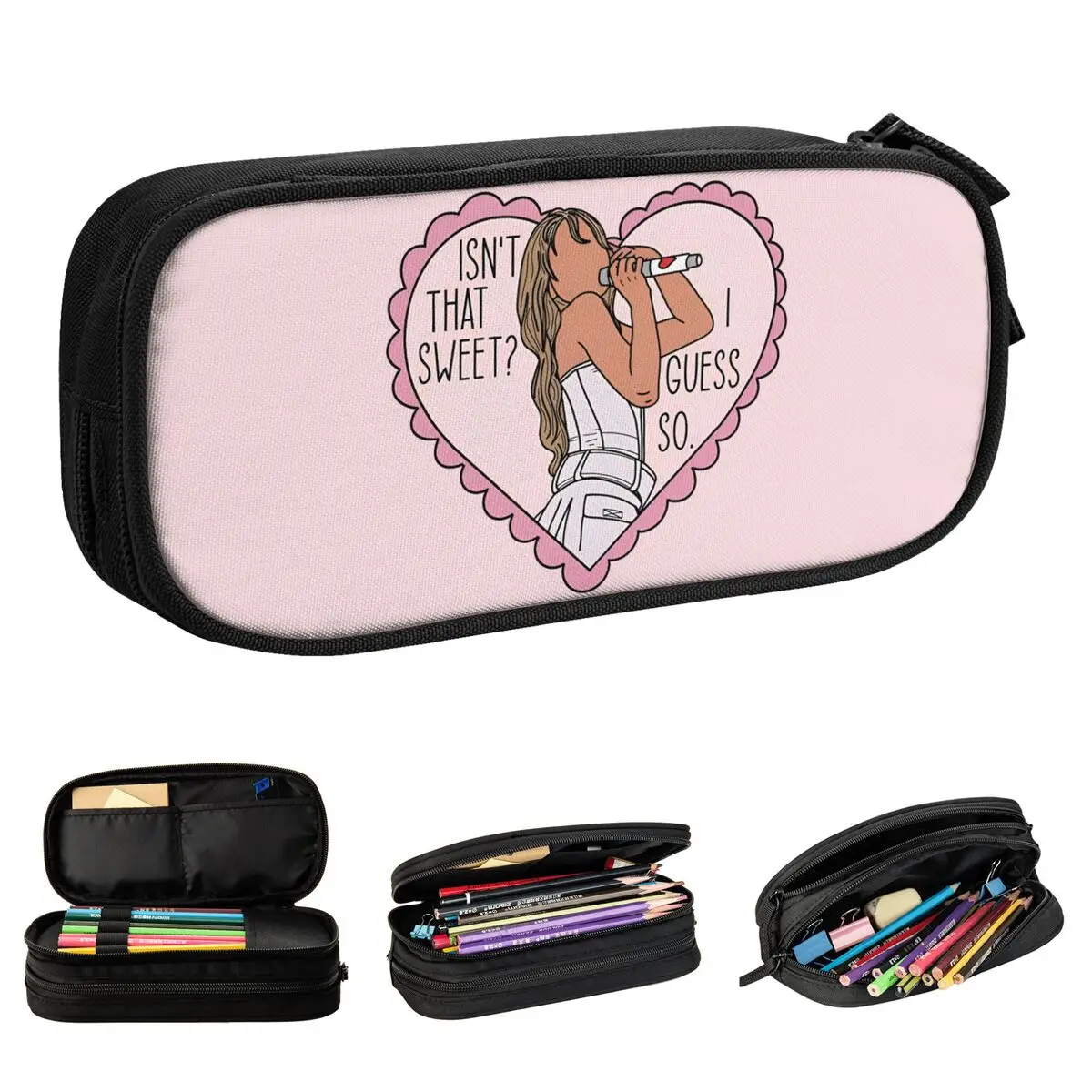 Sabrina Carpenter Isn't That Sweet Pencil Case Pencil Pouch Pen for Student Big Capacity Bags Office Zipper Stationery