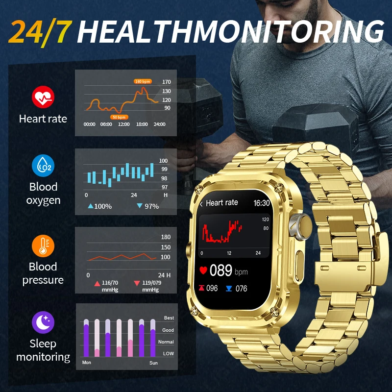 LIGE New GPS Tracker Smart Watch 460mAh Battery 2.1'' HD Screen NFC Compass Men Smartwatch Military Outdoor Sports Watches 2025