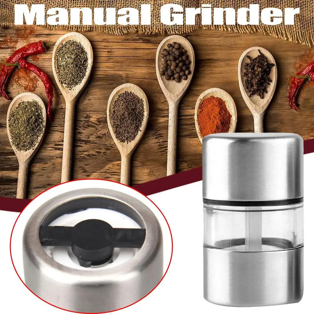 Manual Salt Pepper Grinder Portable Mini Mill Grinder For Herb Pepper Spice Rose Salt Kitchen Steel Grinding Gadg U2K1
