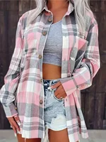 Plus Size Plaid Shirt Women Fashion Autumn Long Sleeve Top Female Vintage Single Breasted Blouse Ladies Loose Check Shirts