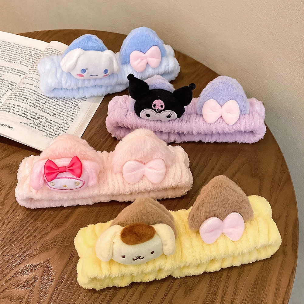 Sanrio Plush Washing Face Tied Hello Kitty Kuromi My Melody Cinnamoroll