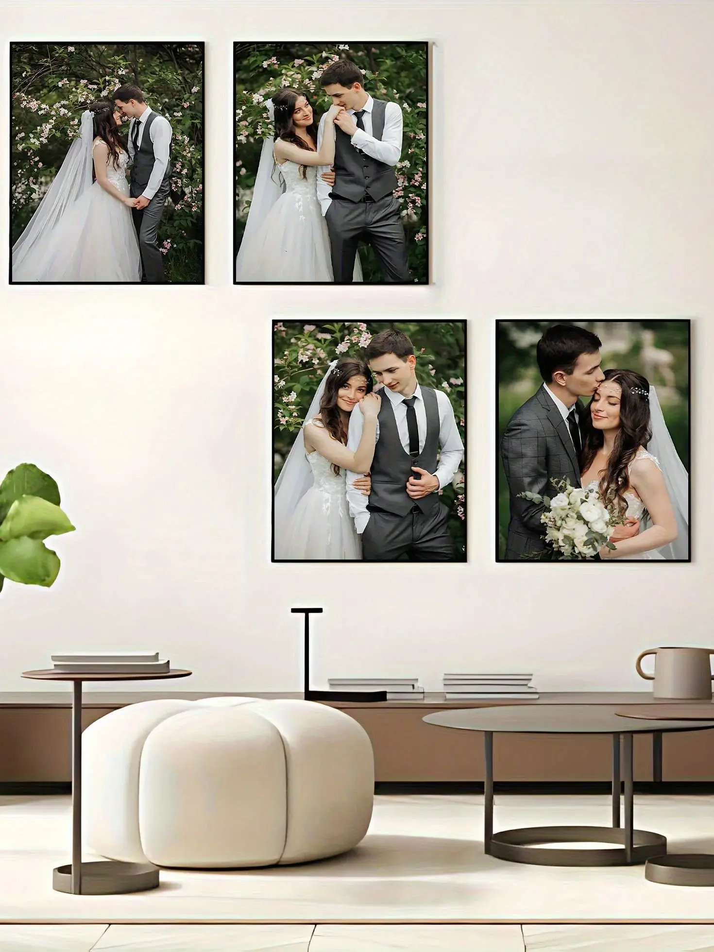 4-teiliges Set Personalisierte Leinwandbilder Maßgefertigte Hochzeits- und Familienfotos Poster Wandkunst Individuelles Urlaubs- oder Geburtstagsgeschenk Raumdekoration – Detail 3