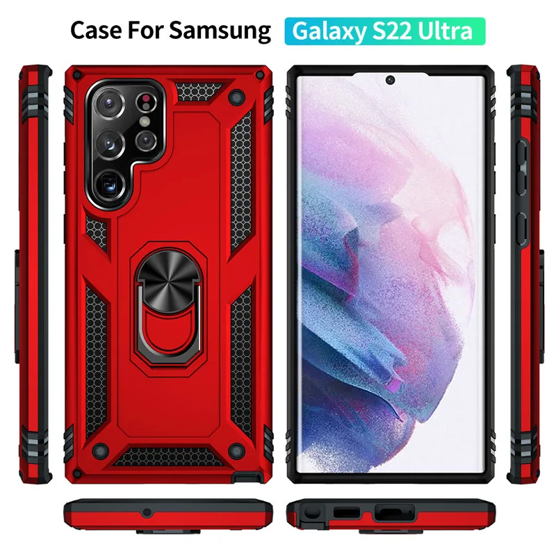 Stødsikker Bumpers Armor Case Til Samsung Galaxy S22 S23 Ultra S21 5G S20 FE S8 S9 S10 Plus Note 20 8 9 10 Lite Metal_voghion.com