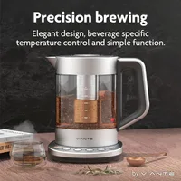 Vianté Hot Tea Maker Electric Glass Kettle with tea infuser and temperature control.Automatic Shut off.Brewing Programs for your 2