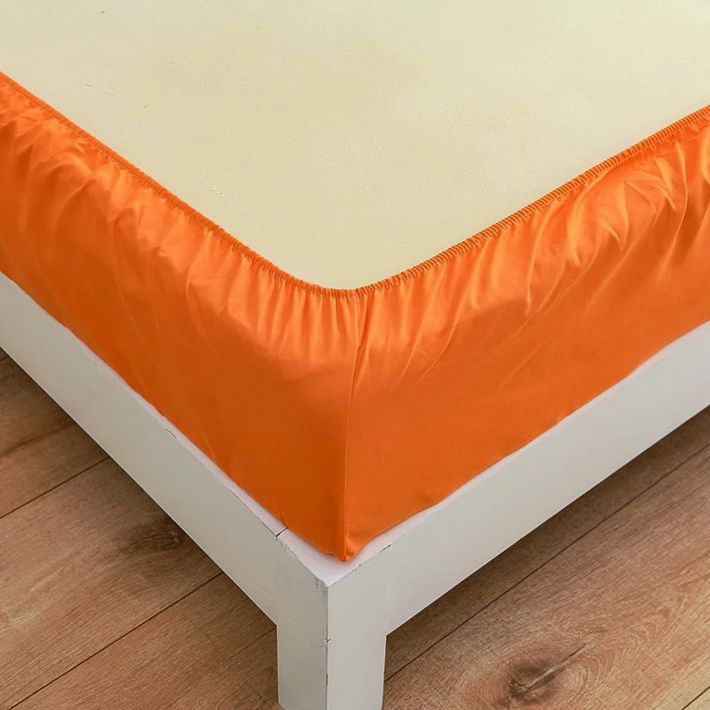 orange Yellow solid color Fitted bed sheet mattress Round elasticity cover,bed linen,sabana (no pillowcase) 90/120/150/180 6