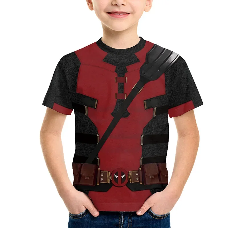 Kids Deadpool Wolverine Cosplay Children T Shirt Superhero James Howlet Shirt Deadpool Boys Halloween Party Summer Tops superhero cosplay costume kids cosplay costume