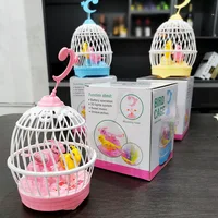New Simulation Sound Control Bird Cage Fun Electric Sensor With Light Mini Bird Cage Creative Singing Birds Chirping Kids Toys 2