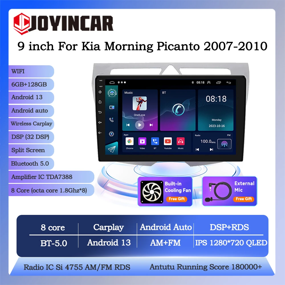 

Автомобильная Мультимедийная система Joyincar, 2 Din, Android 13, для Kia Morning Picanto 2007 2010