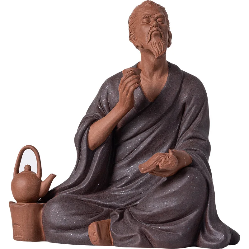 Chinese Zen Buddhism Purple Sand Historical Figures Tea Room Tea Table Tea Play Museum Ancient Frame Decoration