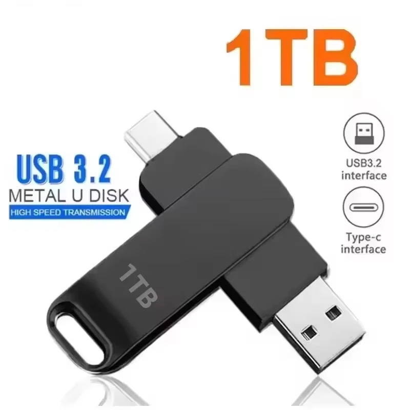 High-Speed USB-C Metal Flash Drive - 1TB to 16TB Capacity