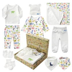 10pcs Gift Set for Newborn Baptism Party Present Infant Girl Cotton Boy Bodysuit Pants Shirts Socks Hat Long Sleeve Baby Clothes