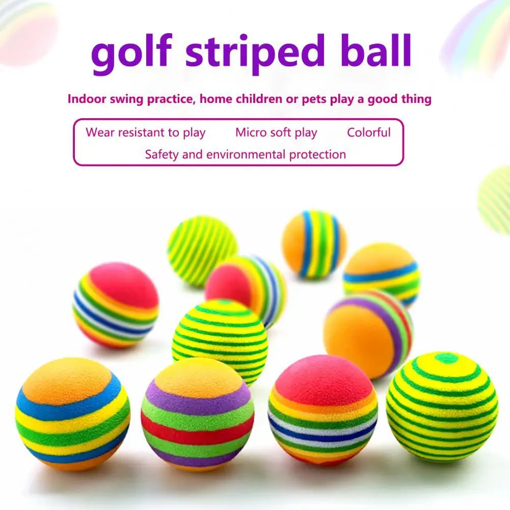 

10Pcs Children Golf Ball Stripe EVA Golf Foam Ball Useful Durable Golf Ball