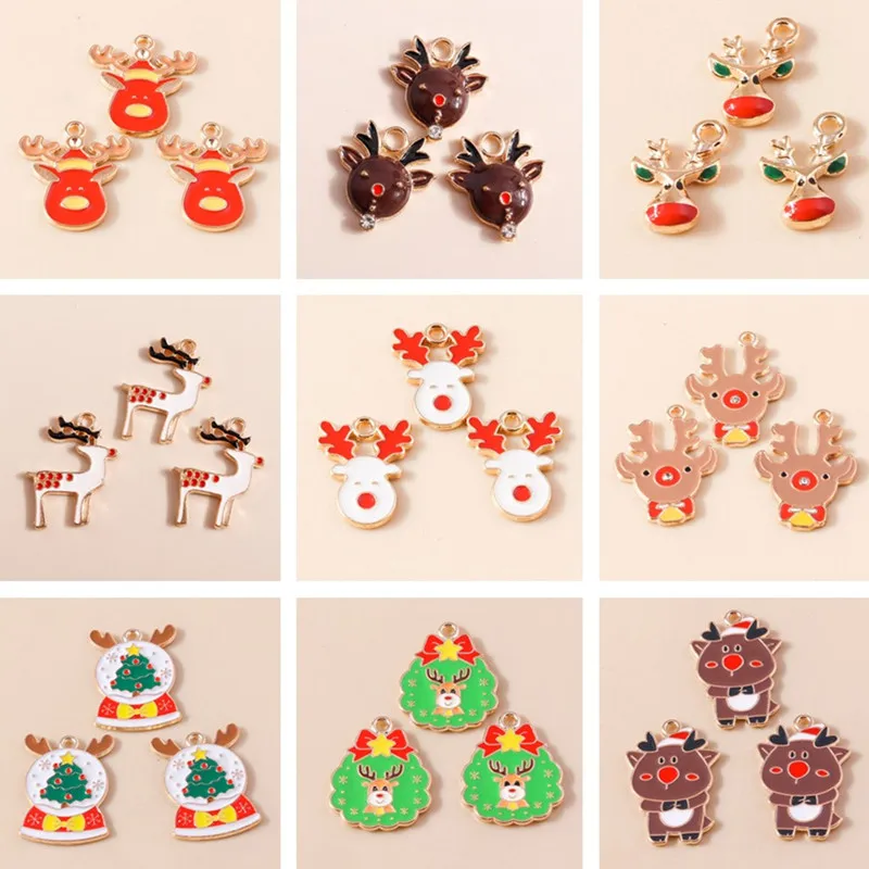 20 Stück Cartoon Emaille Tier Weihnachten Hirsch Charms Anhänger für Schmuckherstellung Halsketten Ohrringe Armbänder Zubehör DIY Geschenke