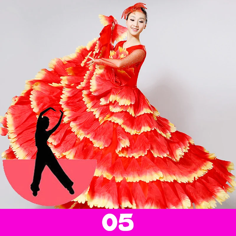 180-720 Degree Women Spanish Flamenco Dress Opening Dance