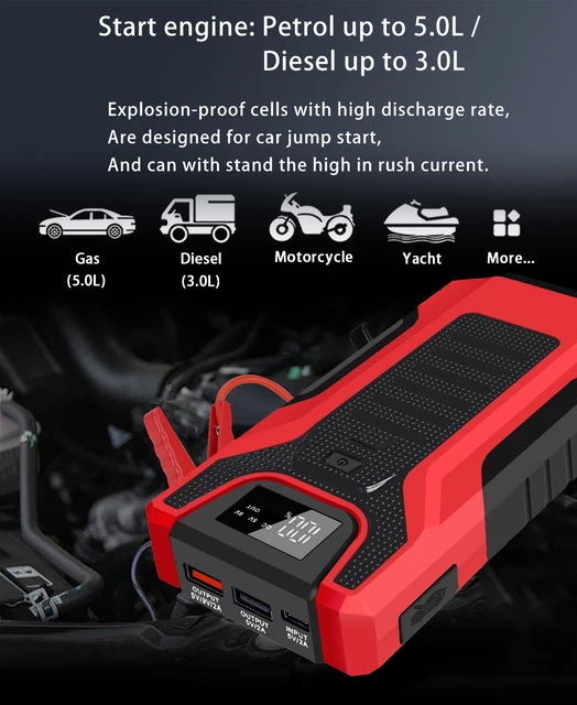 32800mah Auto-Starthilfe-Powerbank 1200a tragbares Not-Start-up-Ladegerät  Autobatterie-Booster-Ladegerät 12v Startgerät