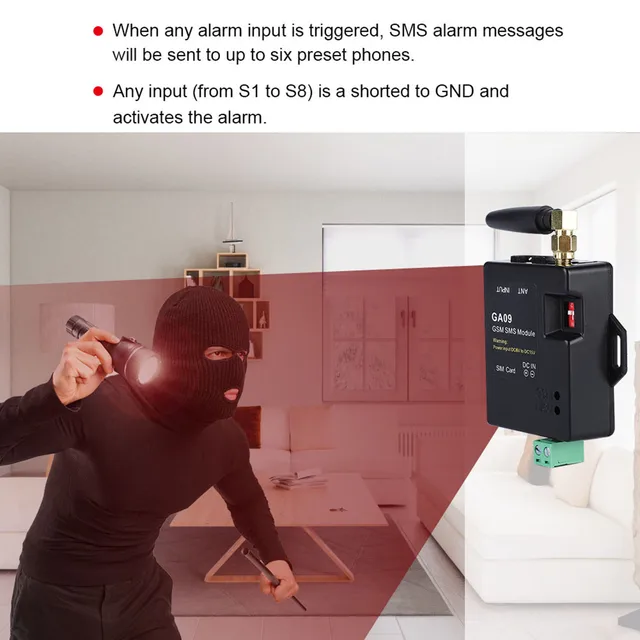 Mini 8 CH Home Security SMS Alarm Call with Intelligent Design and Wireless SMS Alarm Call 4