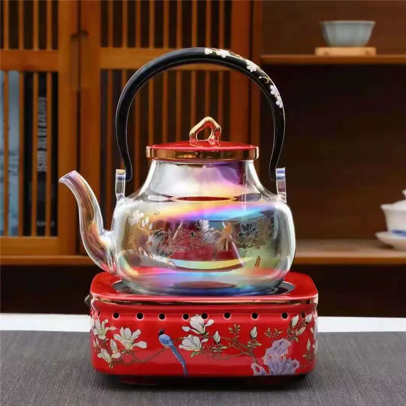 Electric Ceramic Stove Thickened Glass Automatic Timer Keep Warm Automatic Power Off Tea Steamer Household 1200ml Tea Kettle 5