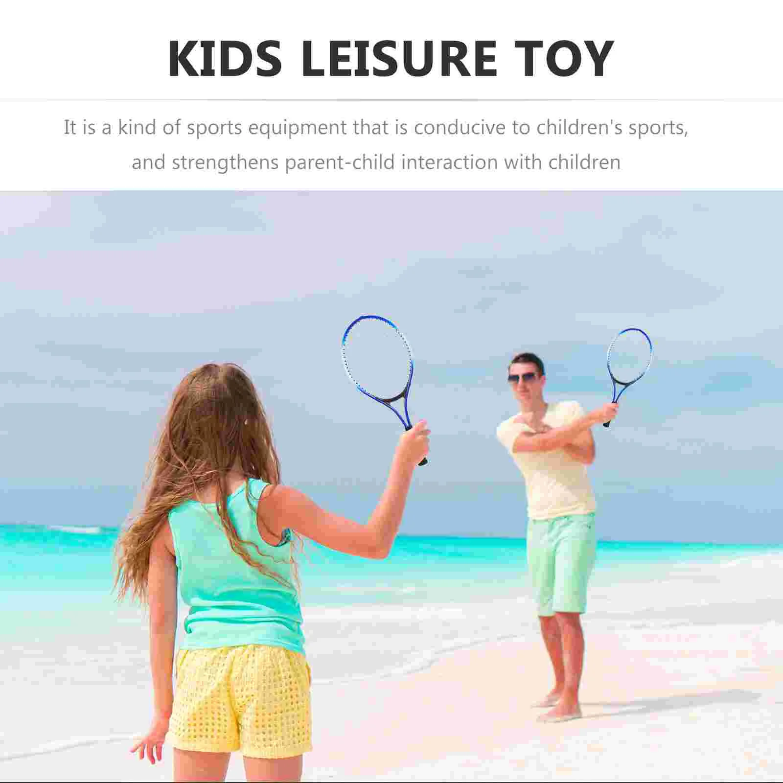 Two Tennis Rackets Set Lightweight Kids Sports Toy Children Outdoor Leisure Toy Safe Durable Handle Flexible Cable Oval Racket