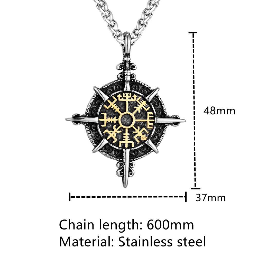 CENWA Viking Sieraden Berserker Rune Roestvrij Staal Hanger Ketting Amulet Talisman Teken Ketting, Roestvrij staal
