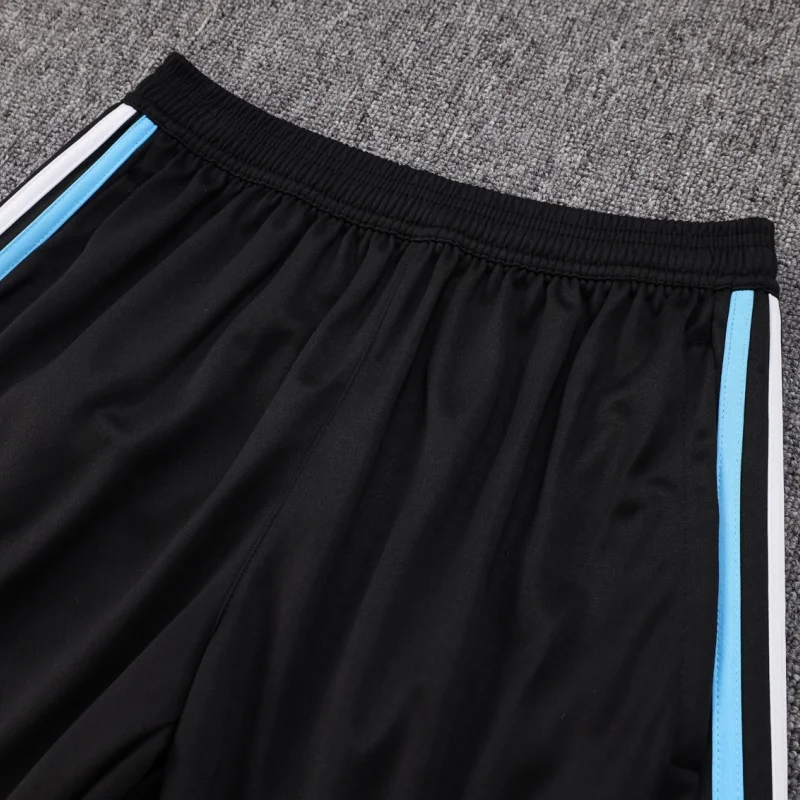 Adidas Soccer Jerseys Men Fashionable Athletic Embroidered Stripe Moisture-wicking Football Training Suit Sets Blue Black