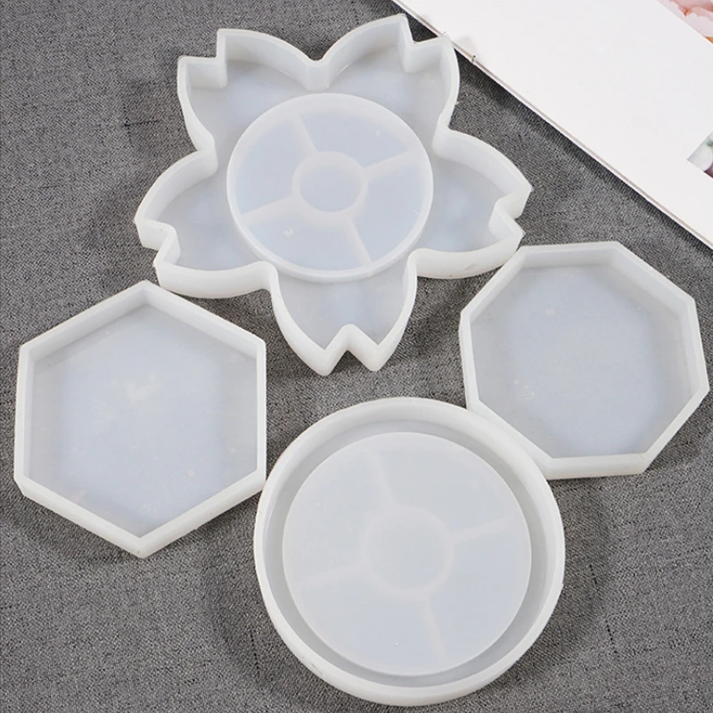 Diy Crystal Epoxy Resin Mold Square Round Hexagon Coaster Silicone Mold Home Decoration Cup Mat Pad DIY Handmade Craft