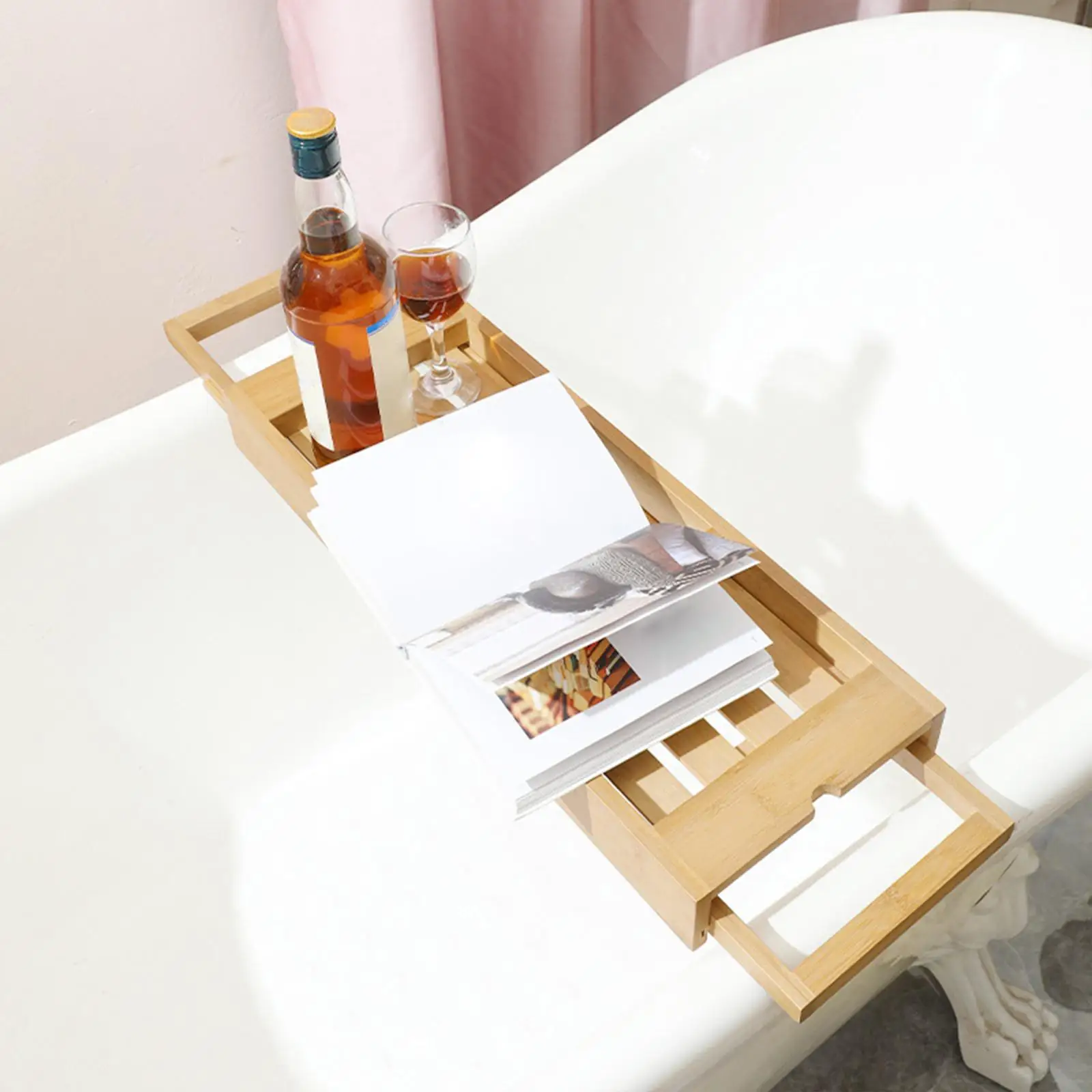 Bathtub Rack Bridge Tablet Holder Bathtub Tray for Tealight Drinks Breakfast