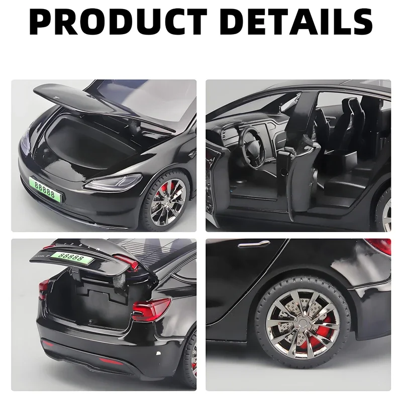 1:32 2024 TESLA Model 3 Alloy Car Model Diecast Metal Car Vehicles Model High Simulation Sound Light Collection Childrens Gift 5