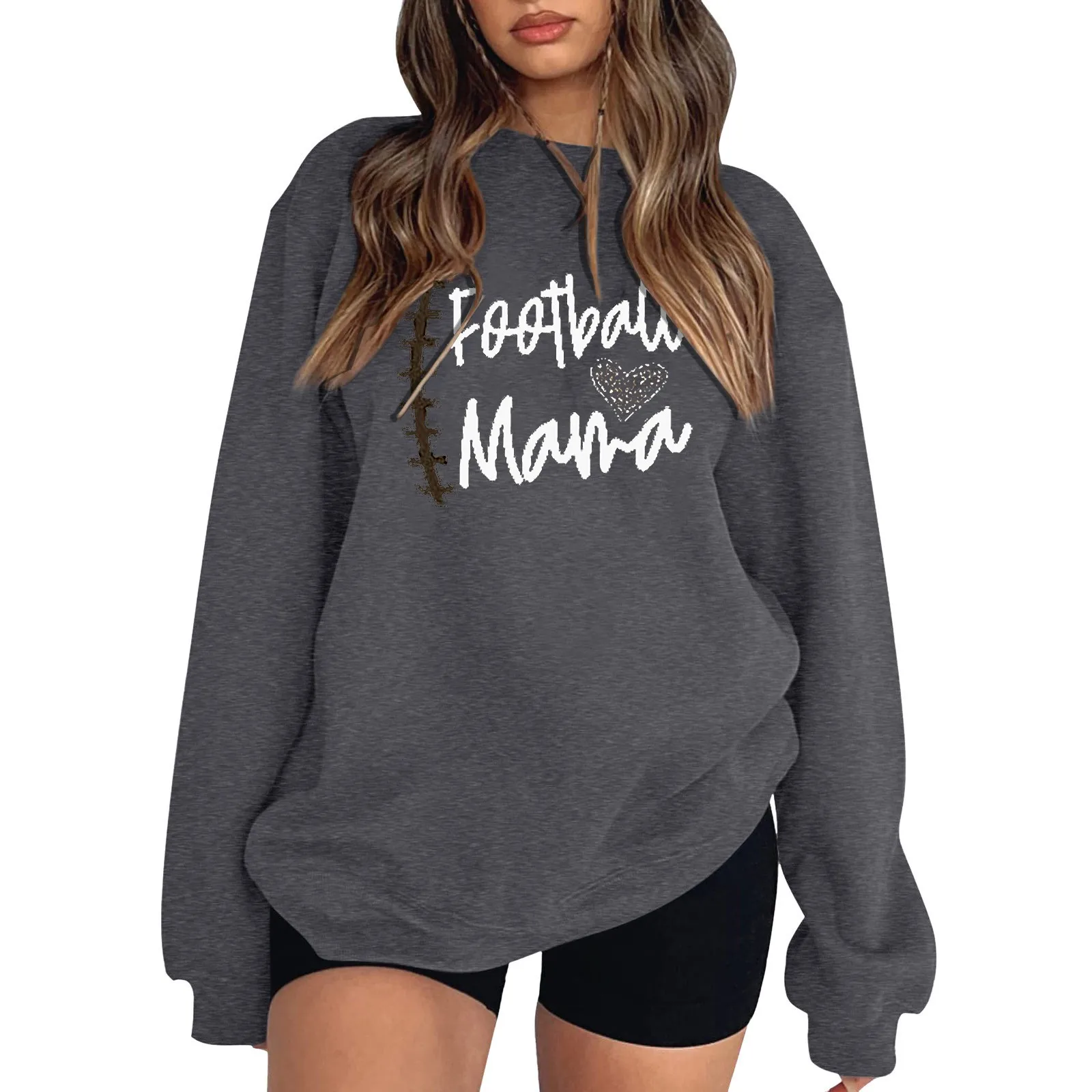 

Women Casual Y Two K Long Sleeve Pullover Sweatshirt Football Letter Printed Loose Loose fit chic Basic Pullover Top