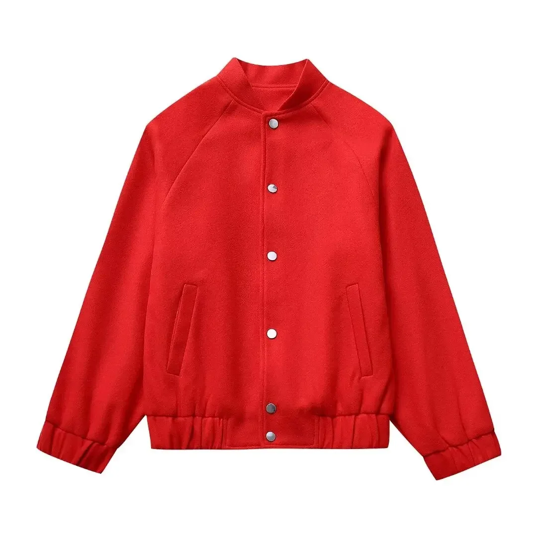 HH Women Red Loose Casual Jacket Coat Simple Single Breasted Long Sleeve Baseball Jacket Fashion Spring Autumn Maternity Top