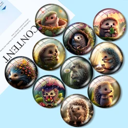 Cartoon Animal hedgehog  Cute 10pcs  12mm/18mm/20mm/25mm Round photo glass cabochon demo flat back Making findings