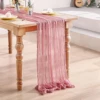 Pink Table Runner Wedding Tablecloth Rustic Wedding Party Decoration Baby Shower Birthday Bridal Dinning Table Cover 1
