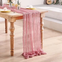 Pink Table Runner Wedding Tablecloth Rustic Wedding Party Decoration Baby Shower Birthday Bridal Dinning Table Cover 1