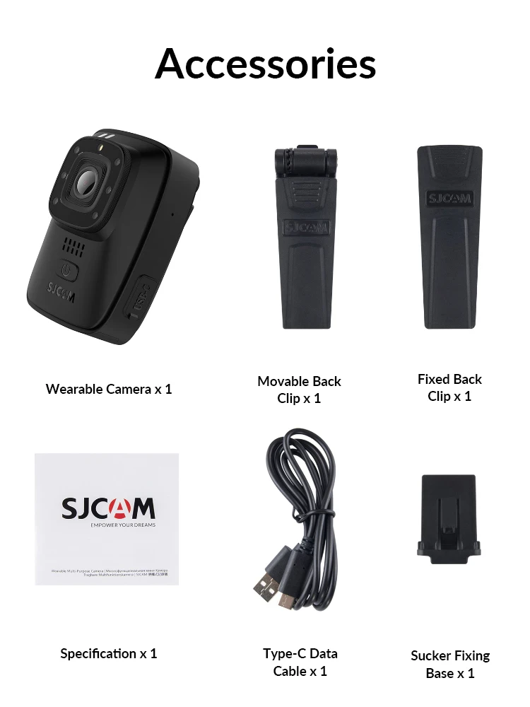 SJCAM A10 Body Camera 1296P 30FPS wearable body-worn camera IP65 waterproof action camera portable body-worn camera night vision 6
