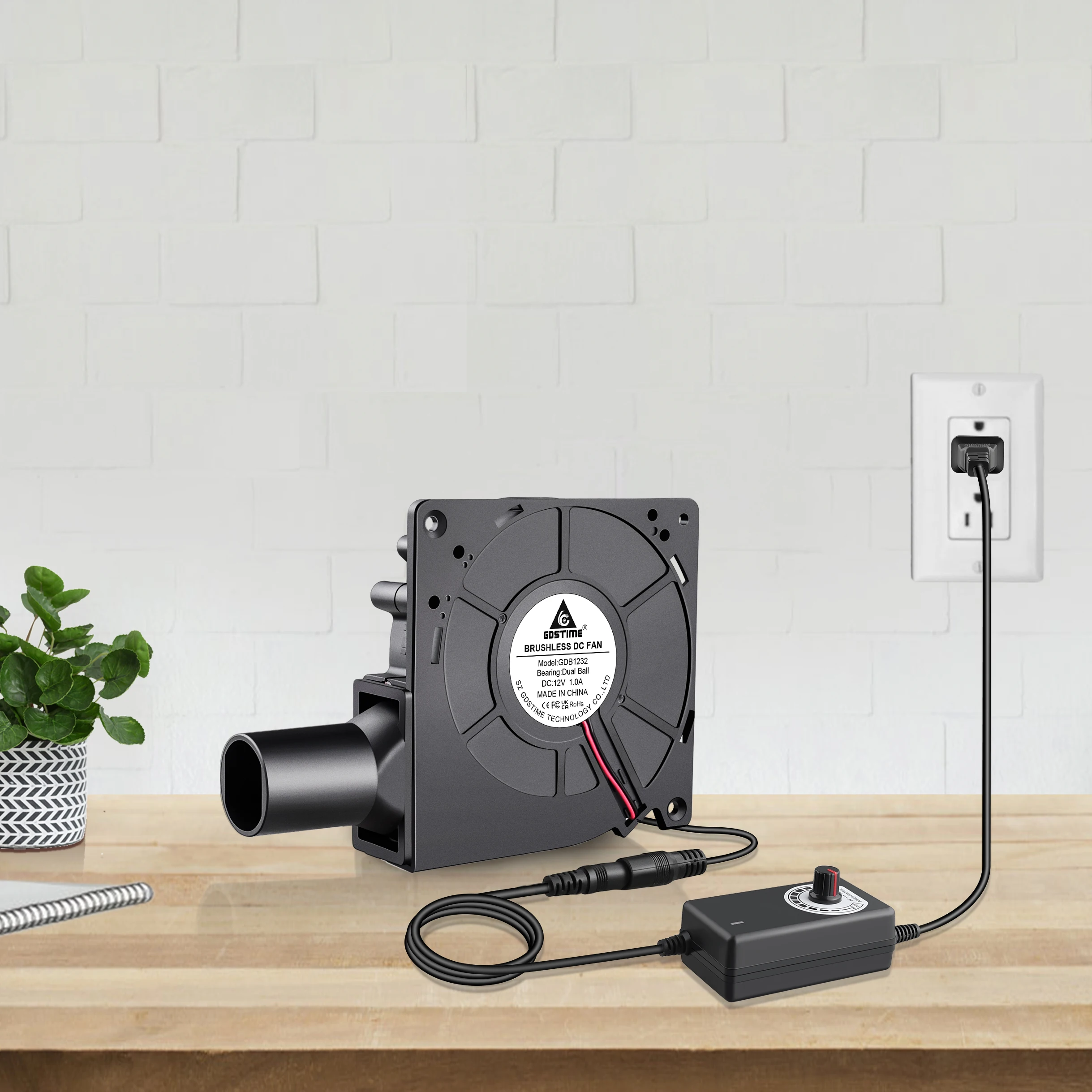 Gdstime-ventilador Portátil Industrial Grande Ventilador Turbo de ar dc 12v Bola Radial 12cm 120x32 mm com Adaptador de Alimentação para Churrasqueira Brinquedo Inflável - Imagem 5