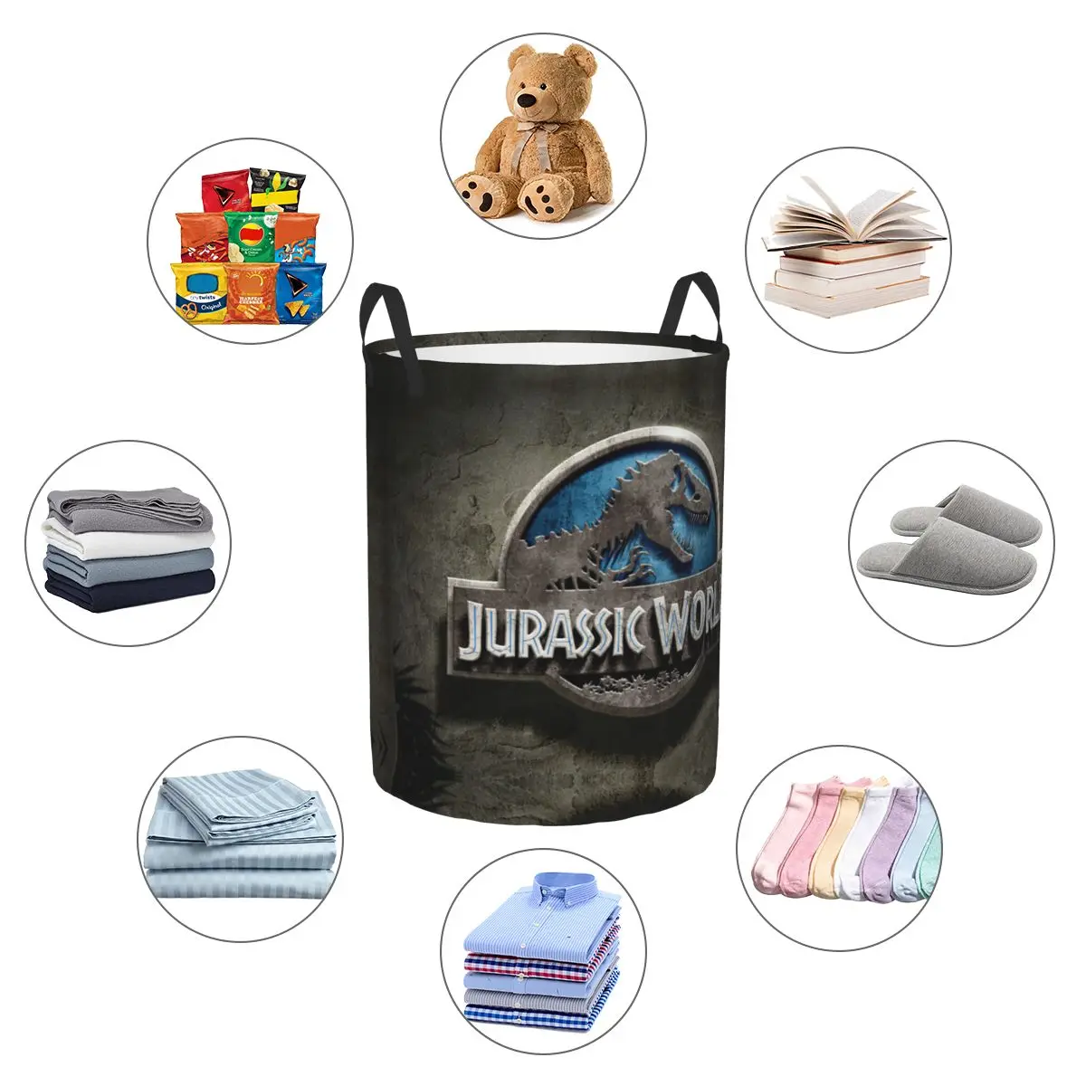 Custom Jurassic Park Laundry Basket Collapsible Dinosaur World Baby Hamper for Nursery Toys Organizer Storage Bins 5