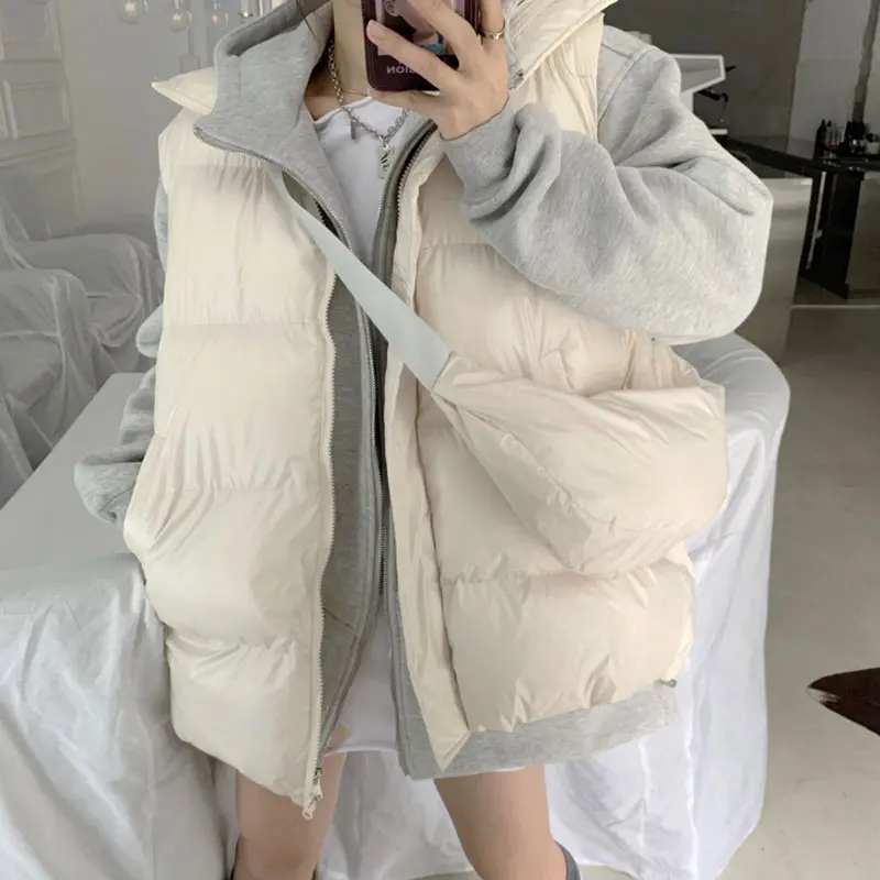 

PinkyIsBlack 2023 Autumn Winter Women Vest Warm Stand Collar Vest Jacket Cotton Padded Women Windproof Short Waistcoat With Bag