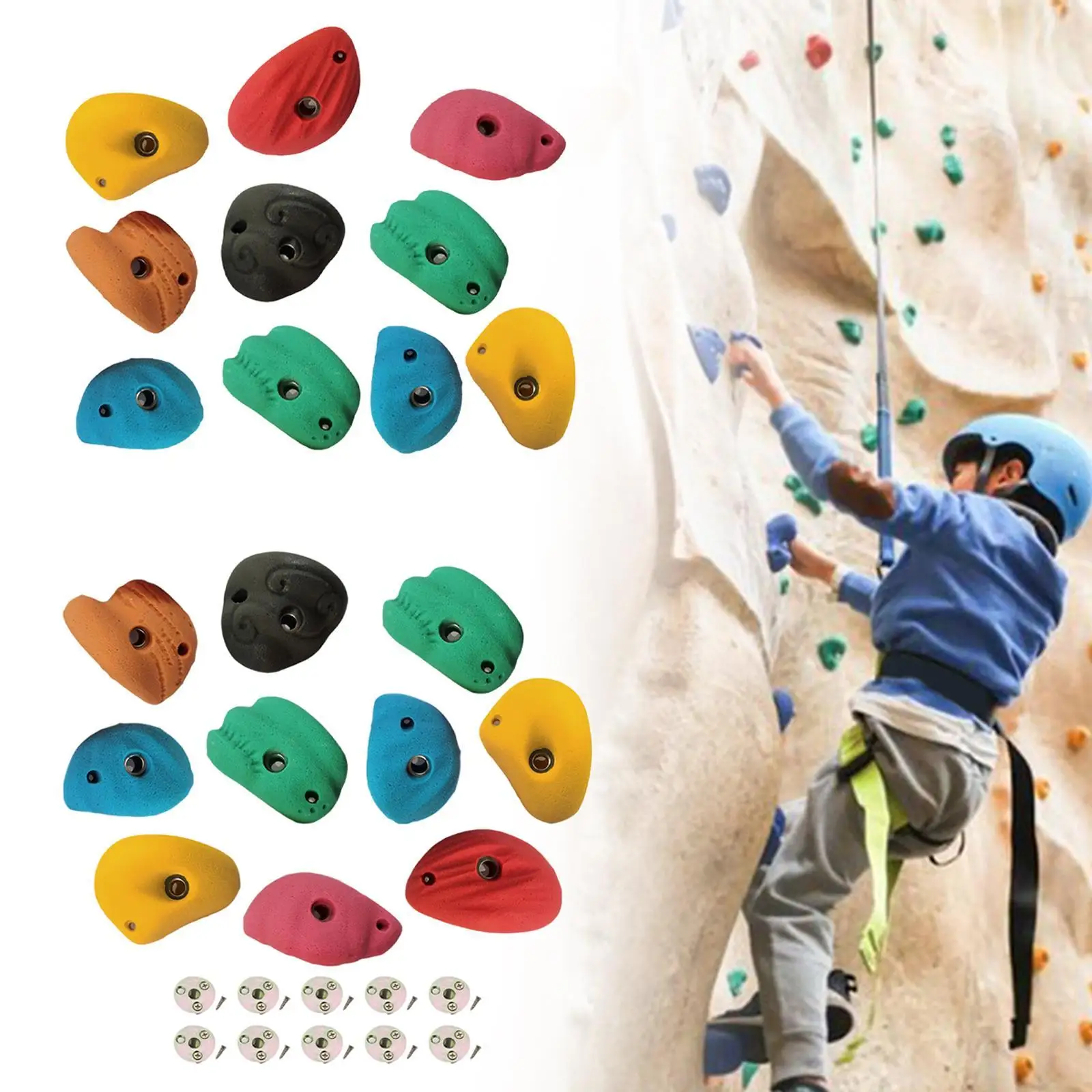 10x Rock Climbing Holds Rock Wall Climbing Kit Rock Wall Grips for Tree Climbing Outdoor Climbing Tree House Course Training 3