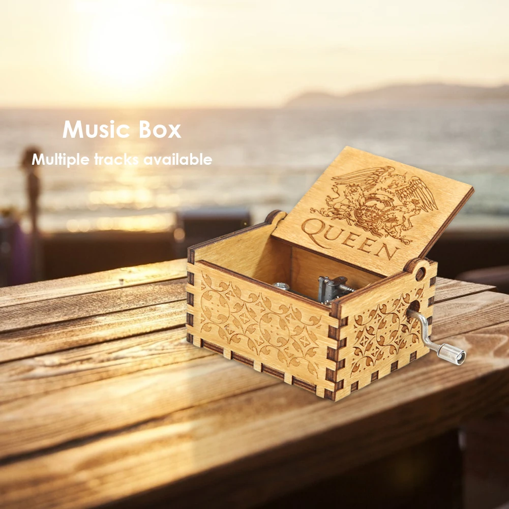 Wooden Music Box Multifunctional Manual Carved Music Box Household Decor Classic Wooden Melody Box Creative Queen Birthday Gifts 2