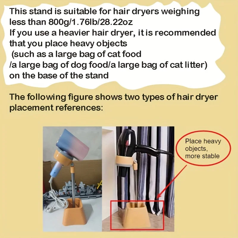 Non Carrying Pet Grooming Hair Dryer Stand - Rotatable, Heavy-duty Base with Storage Rack, Suitable for Drying Dog Hair